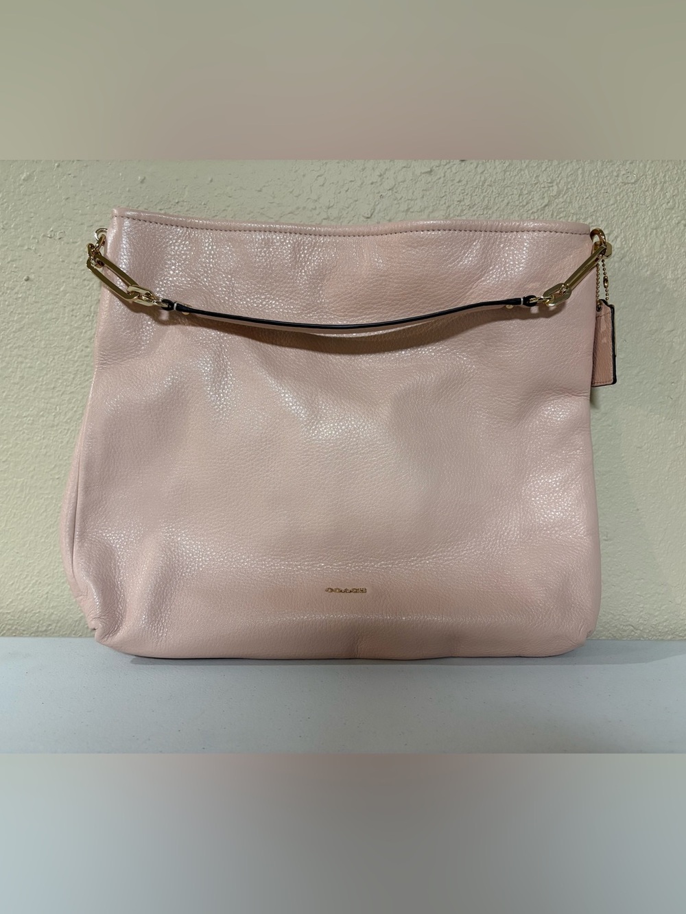 Coach Madison Leather Hobo Shoulder Bag Peach Rose 27858